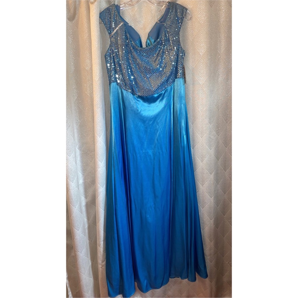 Blue sequin floor length gown